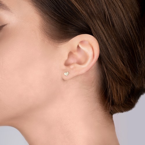 Kolczyki serca Savicki: złote, diamenty